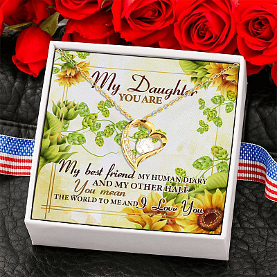 My Daughter You Are My Best Friend My Human Diary You Mean The World To Me I Love You  Forever Love Pendant Necklace
