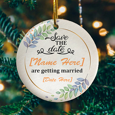 Alternative view of Personalized Save The Date We Are Getting Married Circle Porcelain Ceramic Ornament Keepsake - Wedding Gifts