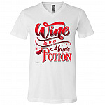 Wine Is My Magic Potion Halloween T-Shirt - V-Neck Tee, White, V-Neck T-Shirt