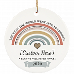 Personalized The Year The World Went Into Lockdown A Year We Will Never Forger Circle Christmas Ceramic Ornament, White, Ceramic Circle Ornament
