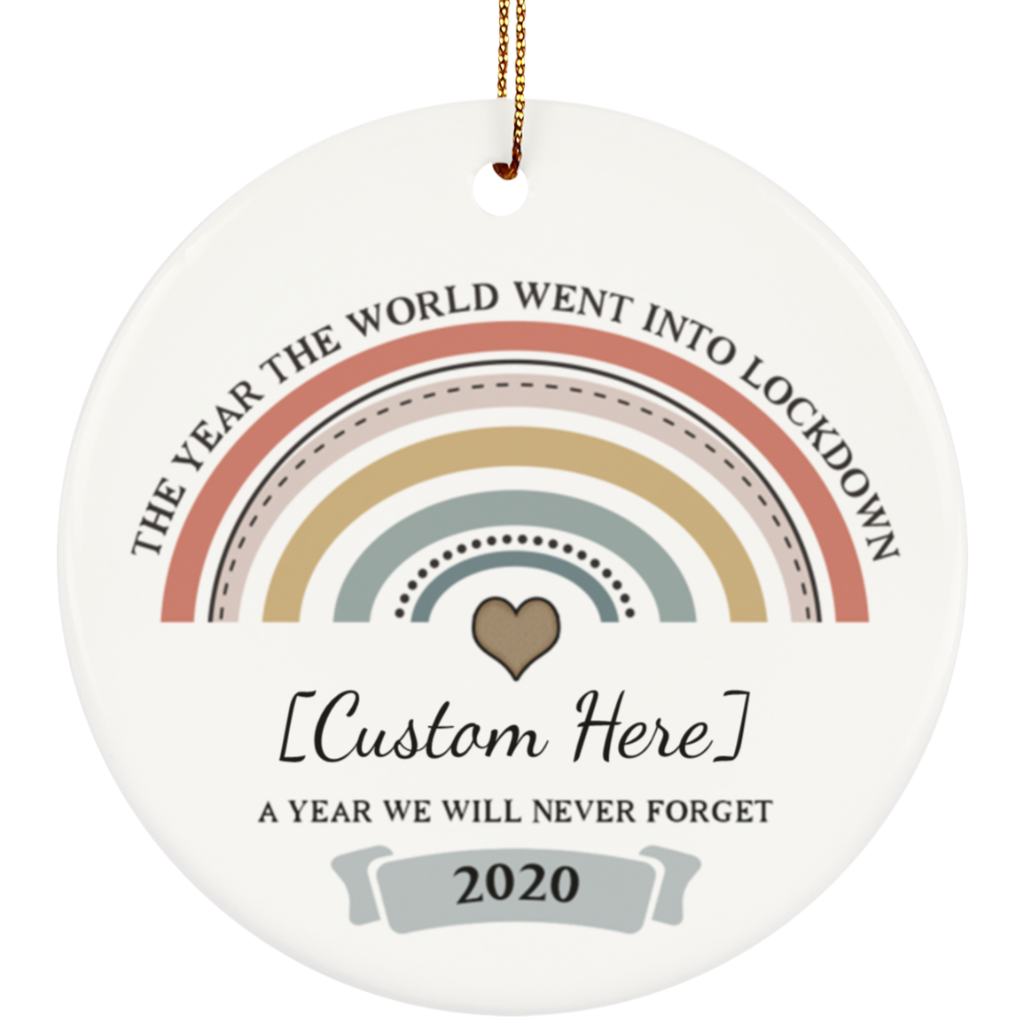 Personalized The Year The World Went Into Lockdown A Year We Will Never Forger Circle Christmas Ceramic Ornament, White, Ceramic Circle Ornament
