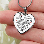 To My Daughter Never Forget That I Love You You Will Always Be Daddy's Little Girl Heart Pendant Necklace - Heart Luxury Necklace (Silver)