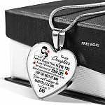 To My Daughter Never Forget That I Love You You Will Always Be Daddy's Little Girl Heart Pendant Necklace - Heart Luxury Necklace (Silver)
