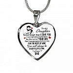 To My Daughter Never Forget That I Love You You Will Always Be Daddy's Little Girl Heart Pendant Necklace - Heart Luxury Necklace (Silver)