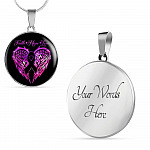 Faith Hope Love Breast Cancer Survivor Circle Pendant Necklace - Circle Luxury Necklace (Silver)