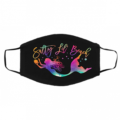 Salty Lil Beach Washable Reusable Custom - Printed Cloth Face Mask Cover, Black, Cloth Face Cover – Medium/Large