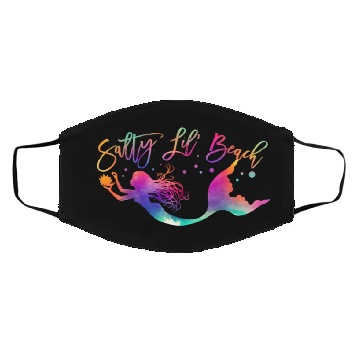 Salty Lil Beach Washable Reusable Custom - Printed Cloth Face Mask Cover, Black, Cloth Face Cover – Medium/Large