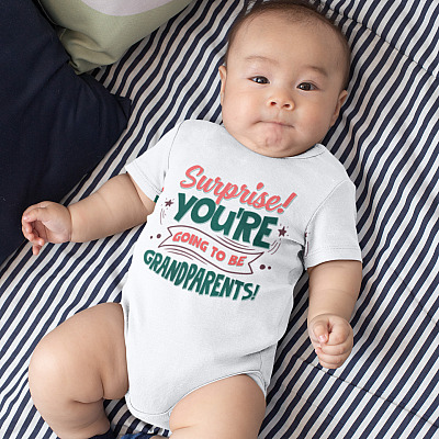 Alternative view of Surprise You're Going To Be Grandparents Baby Onesie - Toddler Infant Bodysuit