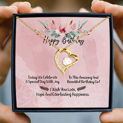 Happy Birthday Today We Celebrate A Special Day With Joy Forever Love Pendant Necklace