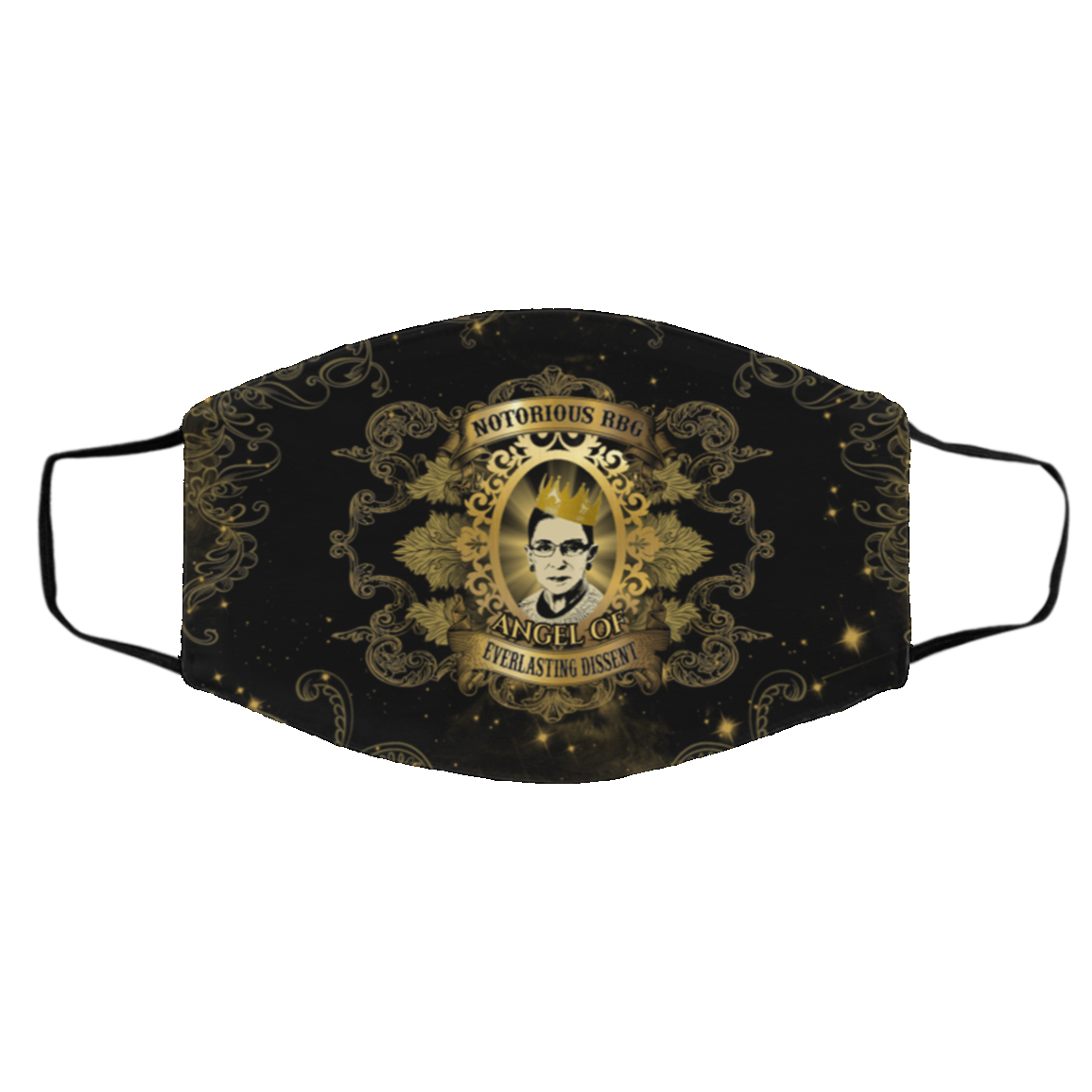 Notorious RBG Angel Of Everlasting Dissent Washable Reusable Custom - Printed Cloth Face Mask Cover, Black, Cloth Face Cover – Medium/Large Notorious RBG Angel Of Everlasting Dissent Washable Reusable Custom - Printed Cloth Face Mask Cover, Black, Cloth Face Cover – Medium/Large