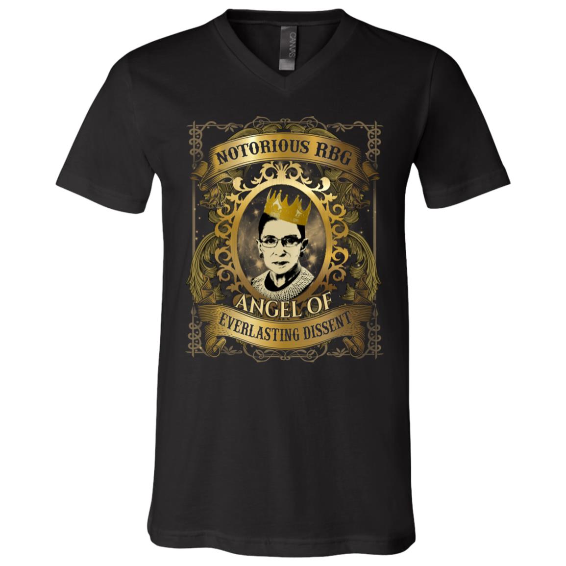 Notorious RBG Angel Of Everlasting Dissent Feminism T-Shirt - V-Neck Shirt, Black, V-Neck T-Shirt
