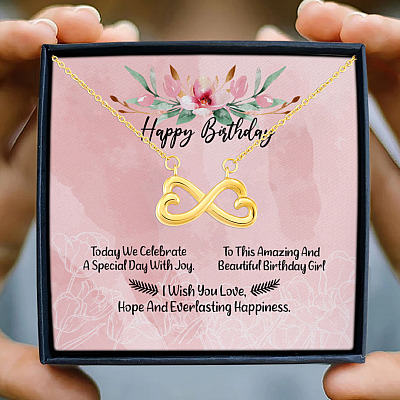 Happy Birthday Today We Celebrate A Special Day With Joy Infinity Heart Pendant Necklace