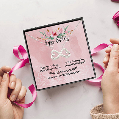 Alternative view of Happy Birthday Today We Celebrate A Special Day With Joy Infinity Heart Pendant Necklace