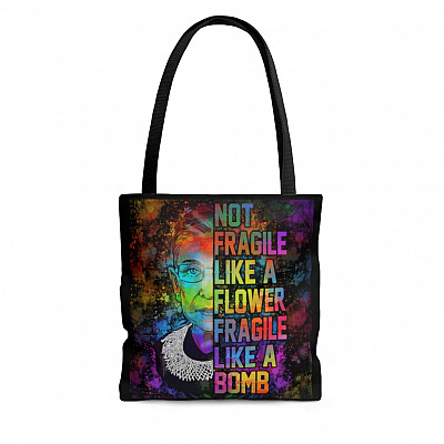 Not Fragile Like A Flower Fragile Like A Bomb Over Print Tote Bag - Shoulder Bag - Reusable Grocery Shopping Bag
