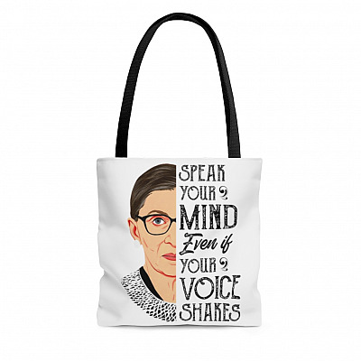 Speak Your Mind Even If Your Voice Shakes Over Print Tote Bag - Shoulder Bag - Reusable Grocery Shopping Bag