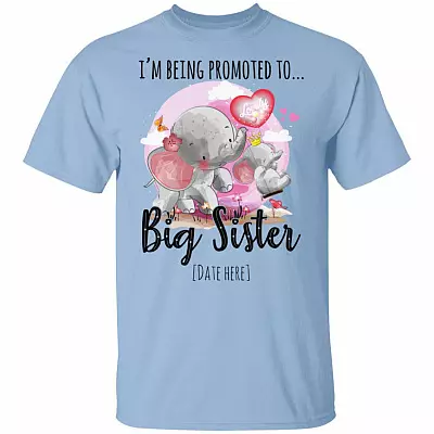 Personalized I Am Being Promoted To Big Sister Youth Tee, Light Blue, Youth T-Shirt