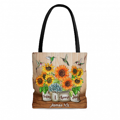Sunflower Today I Choose Joy Print Tote Bag - Shoulder Bag - Reusable Grocery Shopping Bag
