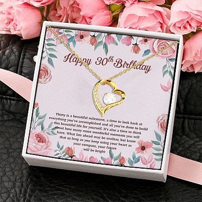 Happy 30th Birthday Thirty Is A Beautiful Milestone Forever Love Pendant Necklace