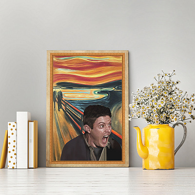 Alternative view of Supernatural Dean Screaming Funny The Scream Gallery Wrapped Framed Canvas Prints - Unframed Poster