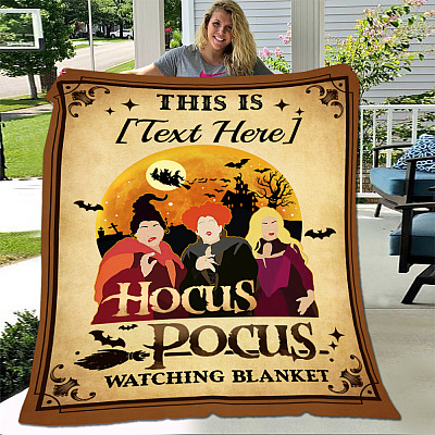 Alternative view of Personalized This is My Hocus Three Witches Pocus Movie Watching Fleece Blanket - Premium Mink Blanket - Woven Blanket