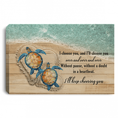 Turtle I Choose You To My Love Turtles Couple Wrapped Framed Canvas Unframed Poster - Turtle Couple Decor Art, White, 0.75'' Framed Canvas