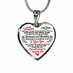 Mom To My Daughter Sometimes Its Hard To Find Words To Tell You How Much You Mean To Me Heart Pendant Necklace - Heart Luxury Necklace (Silver)