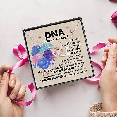 Necklace to Stepdaughter You Are the Answer to My Prayer Interlocking Hearts Pendant