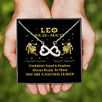 1Th. Zodiac Necklace Card Leo Infinity Heart Necklace (Silver)