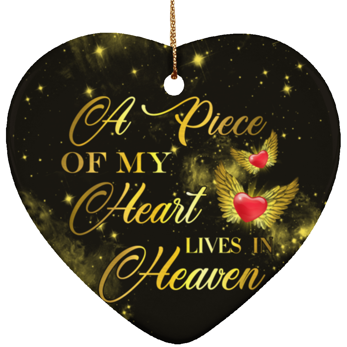 Wings Heart A Piece Of My Heart Lives In Heaven Christmas Keepsake - Holiday Flat Heart Porcelain Ceramic Ornament, White, Heart Ornament Wings Heart A Piece Of My Heart Lives In Heaven Christmas Keepsake - Holiday Flat Heart Porcelain Ceramic Ornament, White, Heart Ornament