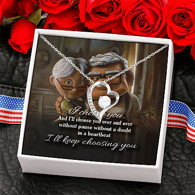 Alternative view of I Choose You and I Will Choose You Over and Over and Over Forever Love Pendant Necklace