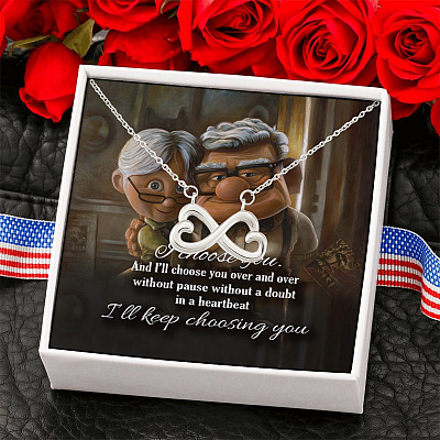 Alternative view of I Choose You and I Will Choose You Over and Over and Over Infinity Heart Pendant Necklace