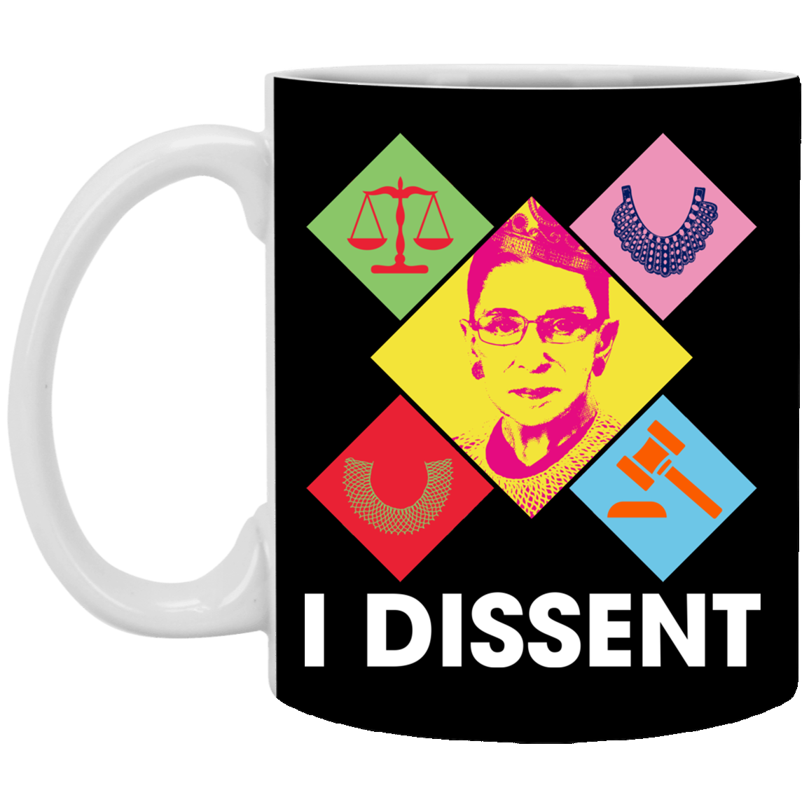 The Notorious RBG I Dissent Ruth Bader Ginsburg RBG Dissent Collar Feminist Ceramic Coffee Mug - Travel Bottle, Black, 11 oz. White Mug The Notorious RBG I Dissent Ruth Bader Ginsburg RBG Dissent Collar Feminist Ceramic Coffee Mug - Travel Bottle, Black, 11 oz. White Mug