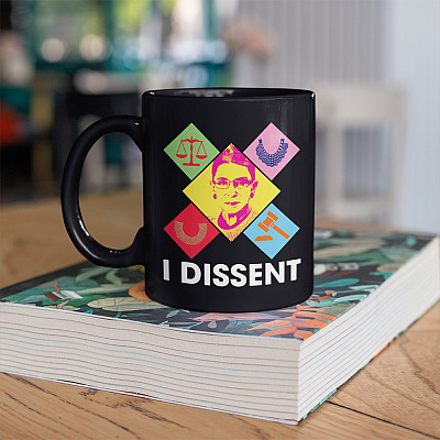 Alternative view of The Notorious RBG I Dissent Ruth Bader Ginsburg RBG Dissent Collar Feminist Ceramic Coffee Mug-Travel Bottle