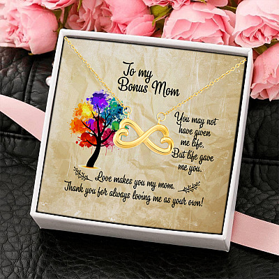 Alternative view of To My Bonus Mom You May Not Have Given Me Life But Life Gave Me You Infinity Heart Pendant Necklace