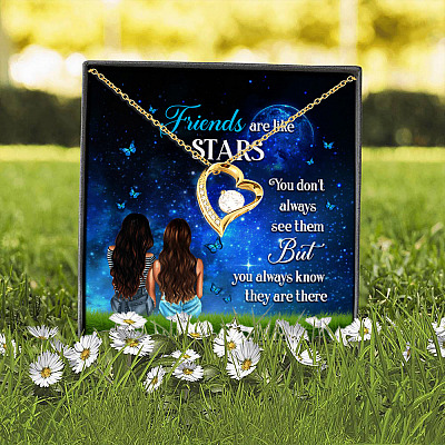Friends Are Like Stars You Don't Always See Them but They Are There Forever Love Pendant Necklace