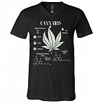 Cannabis Illustration Weed Lover Gifts T-Shirt - V-Neck, Black, V-Neck T-Shirt