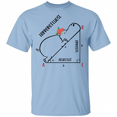 Hippopotenuse T-Shirt - Funny Math Shirt, Light Blue, Unisex T-Shirt