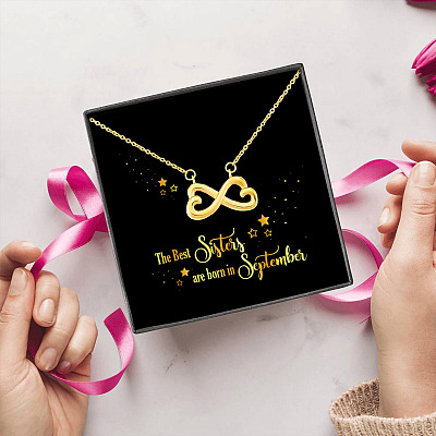The Best Sisters Are Born In September Infinity Heart Pendant Necklace - Sister Birthday Gifts from Sister