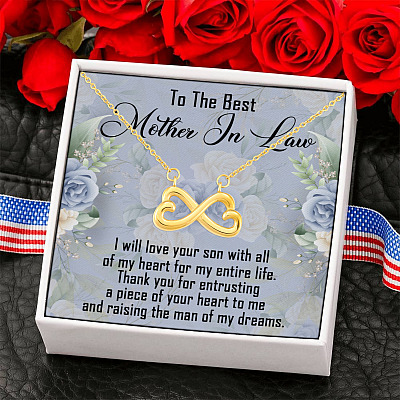 Mother In Law I Will Love Your Son All My Heart Infinity Heart Pendant Necklace