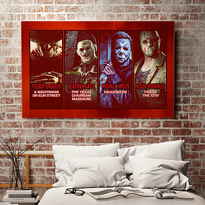 Alternative view of Michael Freddy Jason Leatherface Horror Movies Gallery Wrapped Framed Canvas Print - Unframed Poster Wall Art