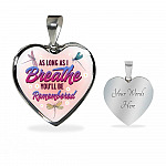 Dragonfly as Long as I Breathe You'll Be Remembered Heart Pendant Necklace - Heart Luxury Necklace (Silver)