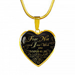 Fear Not For I Am With You Isaiah 41:10 Luxury Heart Pendant Necklace - Heart Luxury Necklace (Gold Plated)