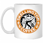 Skellington Coffee Pumpkin King Nightmare before Christmas Ceramic Coffee Mug - Water Bottle, White, 11 oz. White Mug