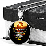 Mom to My Son Never Forget That I Love You I Can't Promise to Be Here Circle Pendant Necklace - Circle Luxury Necklace (Silver)