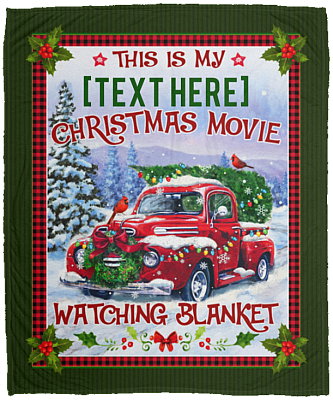 Personalized This Is My Christmas Movie Watching Fleece Blanket - Premium Sherpa Blanket, White, Cozy Plush Fleece Blanket - 50x60