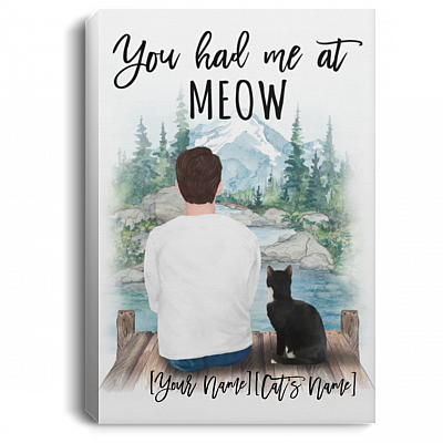 Personalized You Had Me at Meow Gallery Wrapped Framed Canvas Prints - Unframed Poster - Home Decor Wall Art, White, 0.75'' Framed Canvas