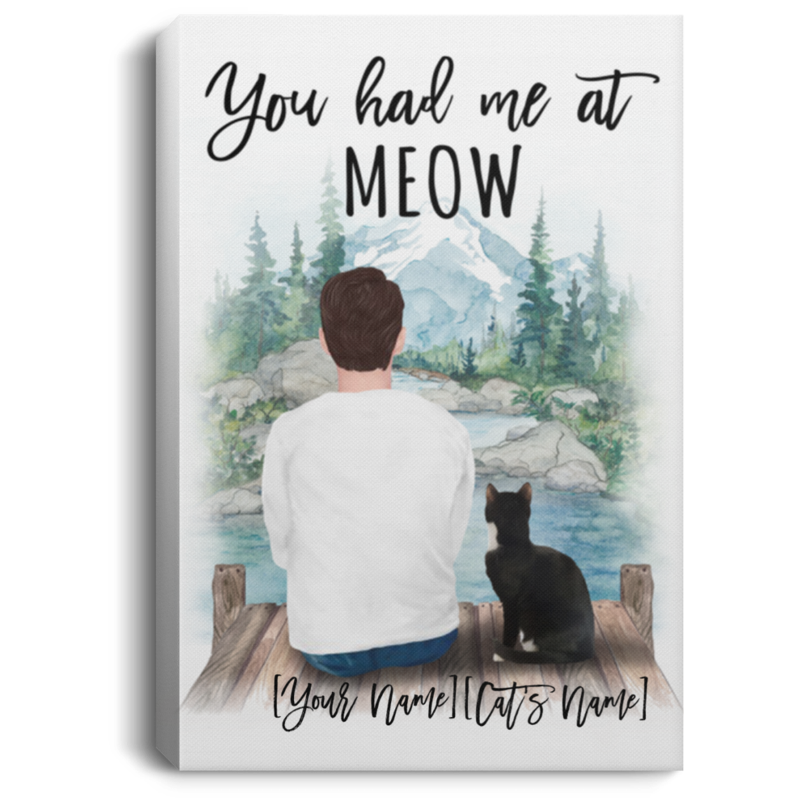 Personalized You Had Me at Meow Gallery Wrapped Framed Canvas Prints - Unframed Poster - Home Decor Wall Art, White, 0.75'' Framed Canvas