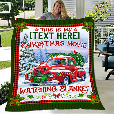 Alternative view of Personalized This Is My Christmas Movie Watching Fleece Blanket - Premium Sherpa Blanket