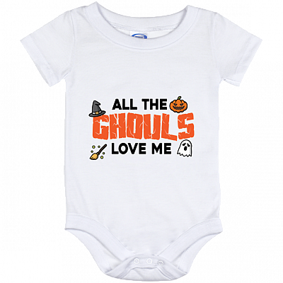 All The Ghouls Love Me Halloween Baby Onesie – Toddler Baby Infant Bodysuit - 1st Halloween Newborn Clothing, White, Baby Onesie - 12 Month