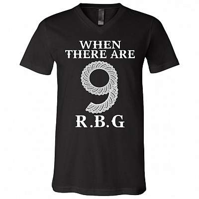 When There Are Nine RBG Lace Collar T-Shirt - V-Neck, Black, V-Neck T-Shirt